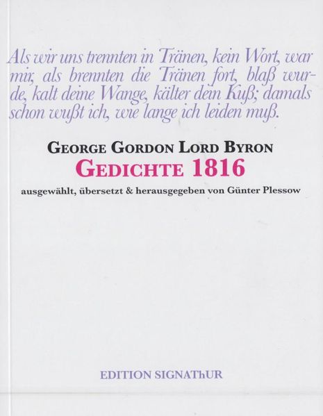 Cover von Lord Byron GEDICHTE 1816