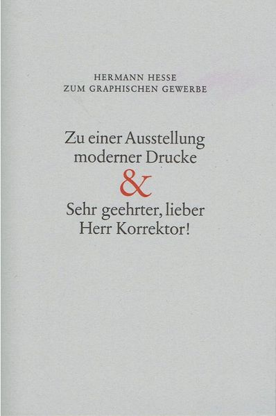 Cover von Zu einer Ausstellung moderner Drucke & Sehr geehrter, lieber Herr Korrektor!
