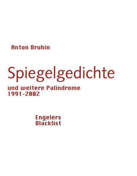 Cover von Spiegelgedichte und weitere Palindrome