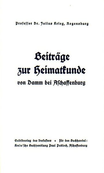 Cover von Beiträge zur Heimatkunde von Damm bei Aschaffenburg Bd. 1