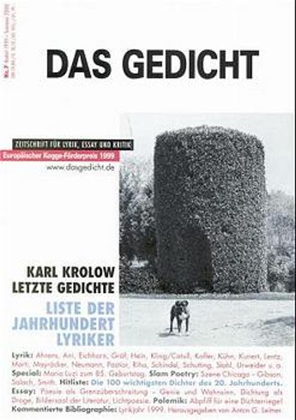 Cover von Das Gedicht. Zeitschrift /Jahrbuch für Lyrik, Essay und Kritik / DAS GEDICHT Nr. 7