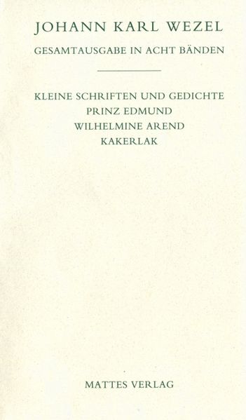 Cover von Gesamtausgabe in acht Bänden. Jenaer Ausgabe / Wilhelmine Arend. Kakerlak. Prinz Edmund. Kleine Schriften und Gedichte