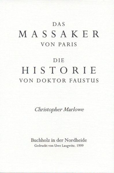 Cover von Das Massaker von Paris /Die Historie von Dr. Faustus