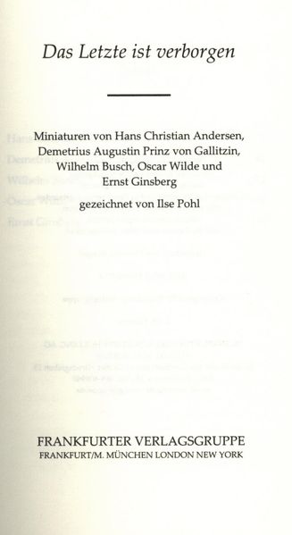 Cover von Miniaturen / Das Letzte ist verborgen