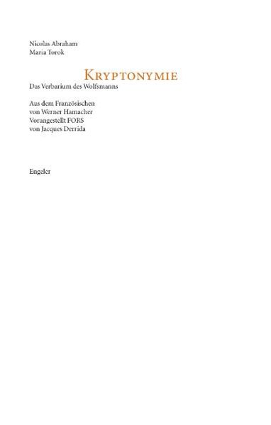 Cover von Kryptonymie. Das Verbarium des Wolfsmanns