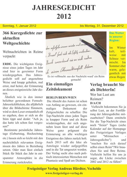 Cover von Jahresgedicht 2012