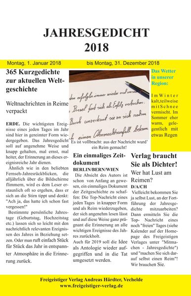 Cover von Jahresgedicht 2018