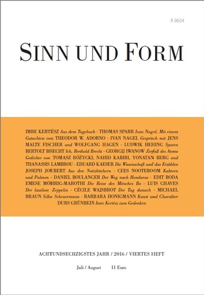 Cover von Sinn und Form 4/2016
