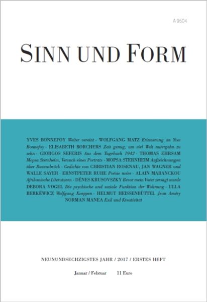 Cover von Sinn und Form 1/2017