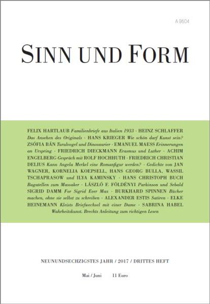 Cover von Sinn und Form 3/2017