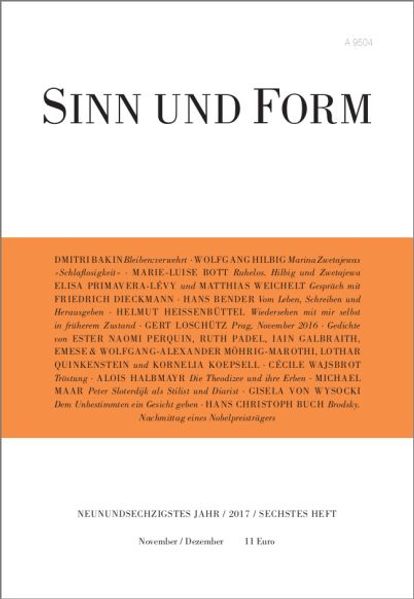 Cover von Sinn und Form 6/2017