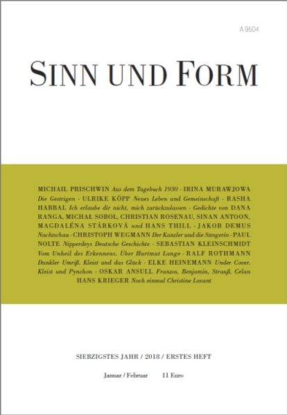 Cover von Sinn und Form 1/2018
