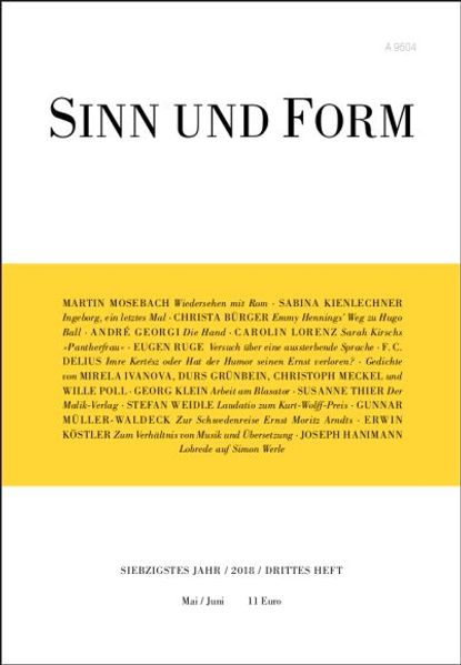 Cover von Sinn und Form 3/2018