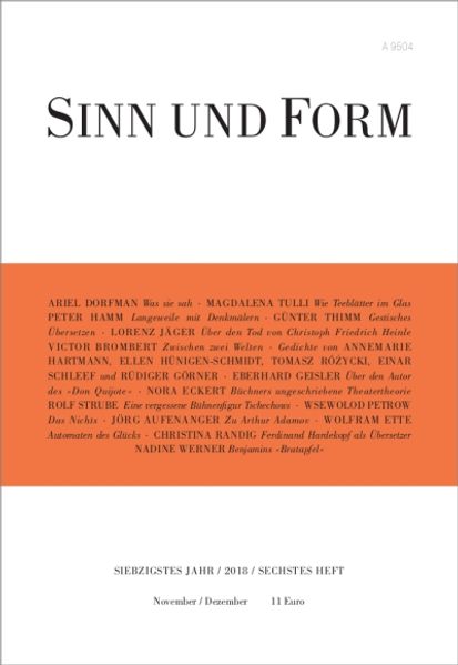 Cover von Sinn und Form 6/2018