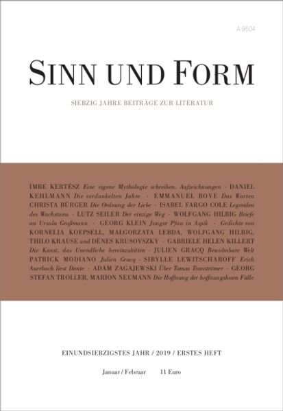 Cover von Sinn und Form 1/2019
