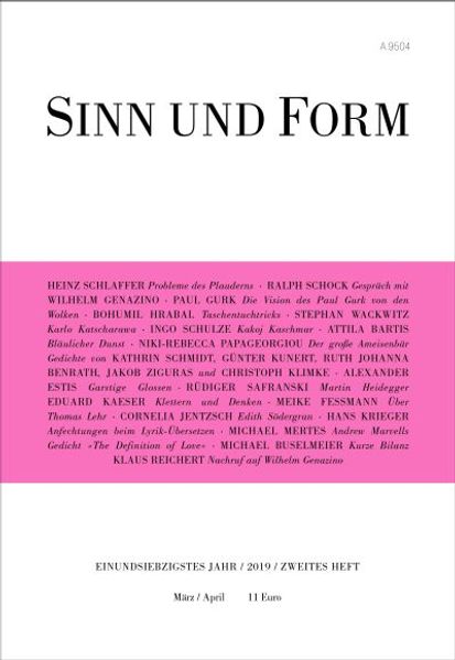 Cover von Sinn und Form 2/2019