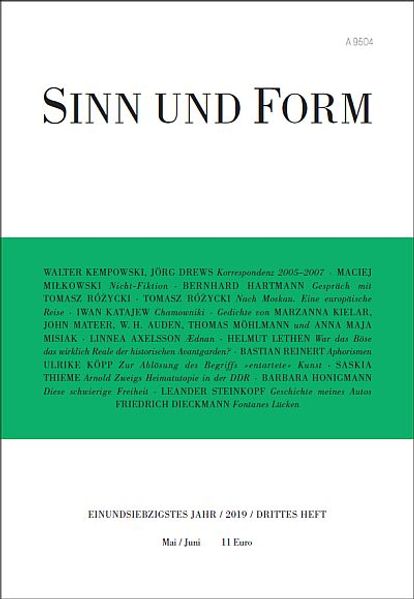 Cover von Sinn und Form 3/2019