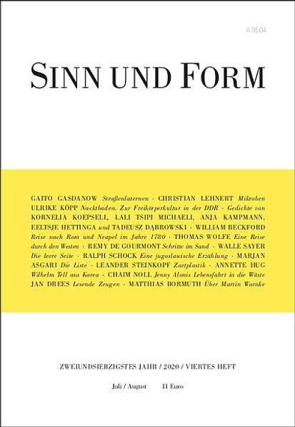 Cover von Sinn und Form 4/2020
