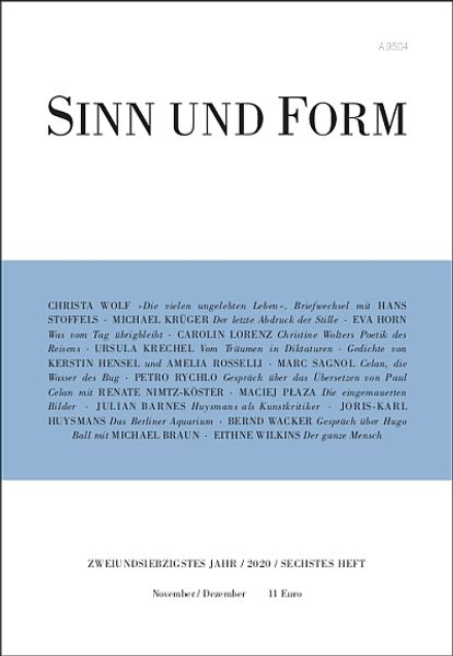 Cover von Sinn und Form 6/2020