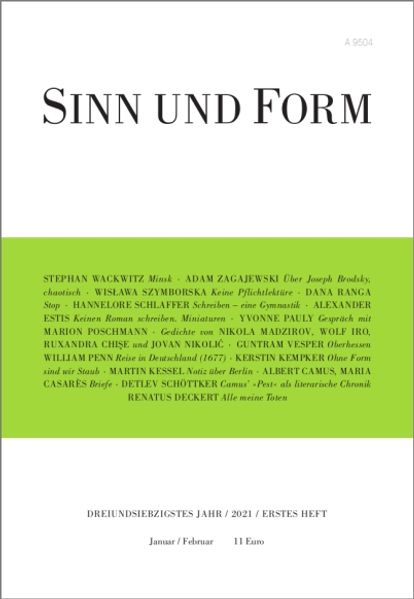 Cover von Sinn und Form 1/2021