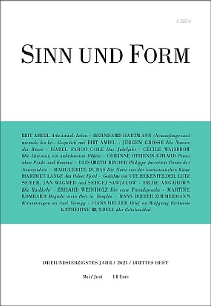 Cover von Sinn und Form 3/2021