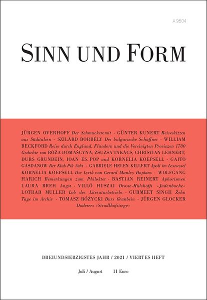 Cover von Sinn und Form 4/2021