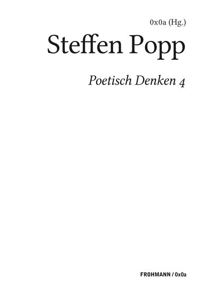 Cover von Poetisch denken 4: Steffen Popp