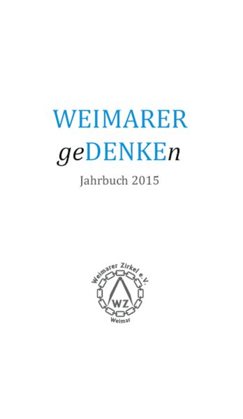 Cover von WEIMARER geDENKEn