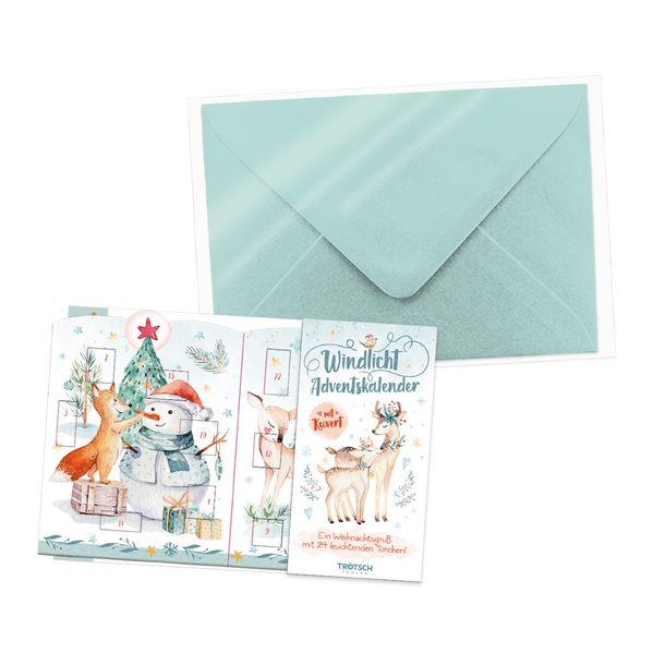 Cover von Trötsch Postkarte zum Aufstellen Windlicht-Adventskalender Winterwald