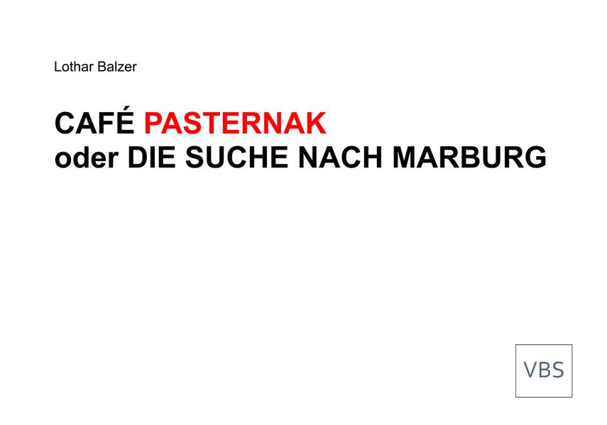 Cover von CAFÉ PASTERNAK oder DIE SUCHE NACH MARBURG