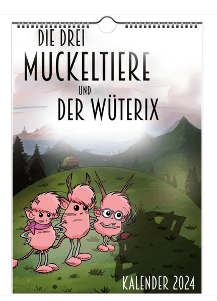 Cover von Kalender 2024: Die drei Muckeltiere & der Wüterix