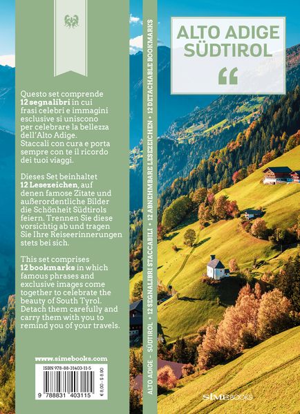 Cover von Lesezeichen-Set Alto Adige – Südtirol